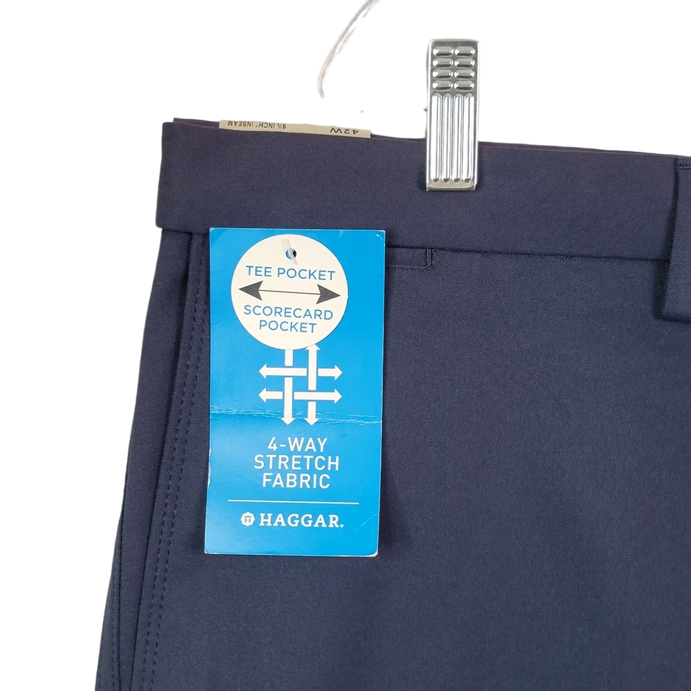 Haggar Cool 18 Pro Expandable Waist Active Outdoor Navy Golf Shorts Men's 42 - Picture 2 of 14